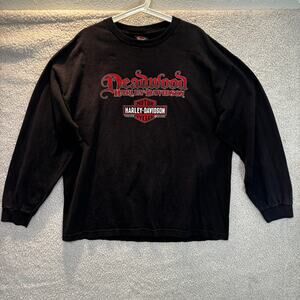 Harley Davidson LS T-shirt Mens 2XL Black Deadwood South Dakota Motorcycle